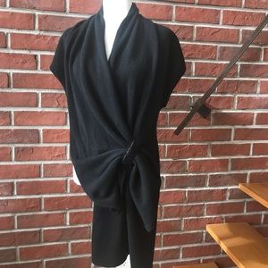 Herve Leger Paris Black 100% Cashmere Short Sleeve Wrap Top Size S NWT